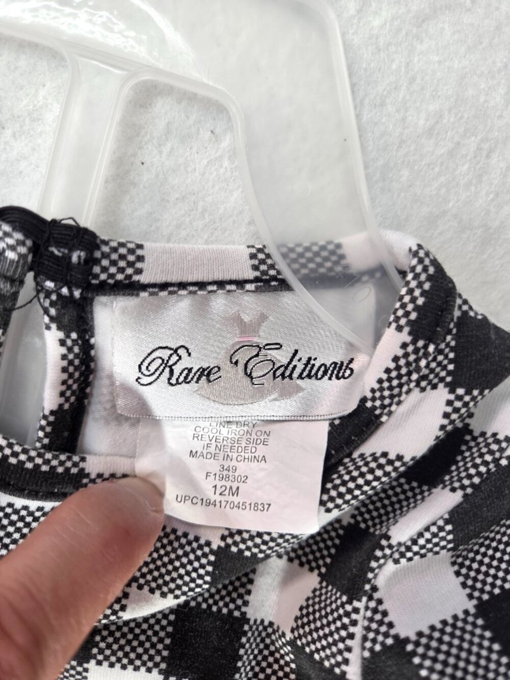 Rare Editions Black White Buffalo Plaid Pumpkin Dress Leggings Set Girls Sz 12M - Picture 8 of 9